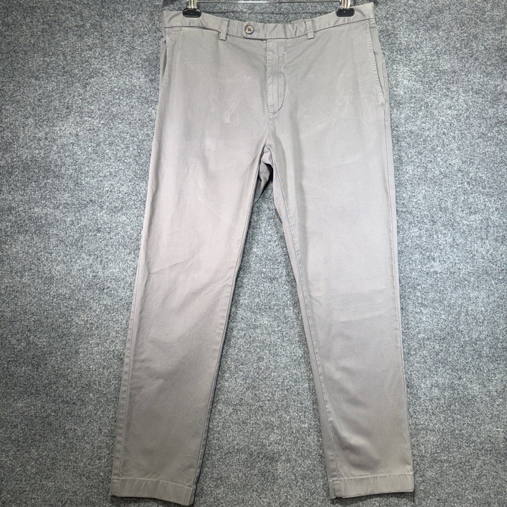 Brooks Brothers Red Fleece Chino Pants Mens 34x30 Grey Stretch Cotton Twill